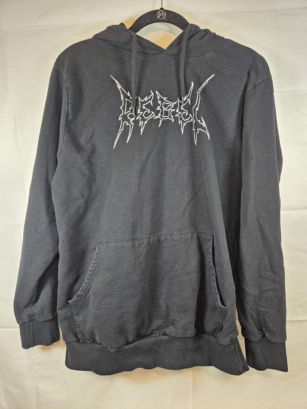 Rebel Vengeance Black Hoodie with White Spiked Logo Graphic Streetwear Casual